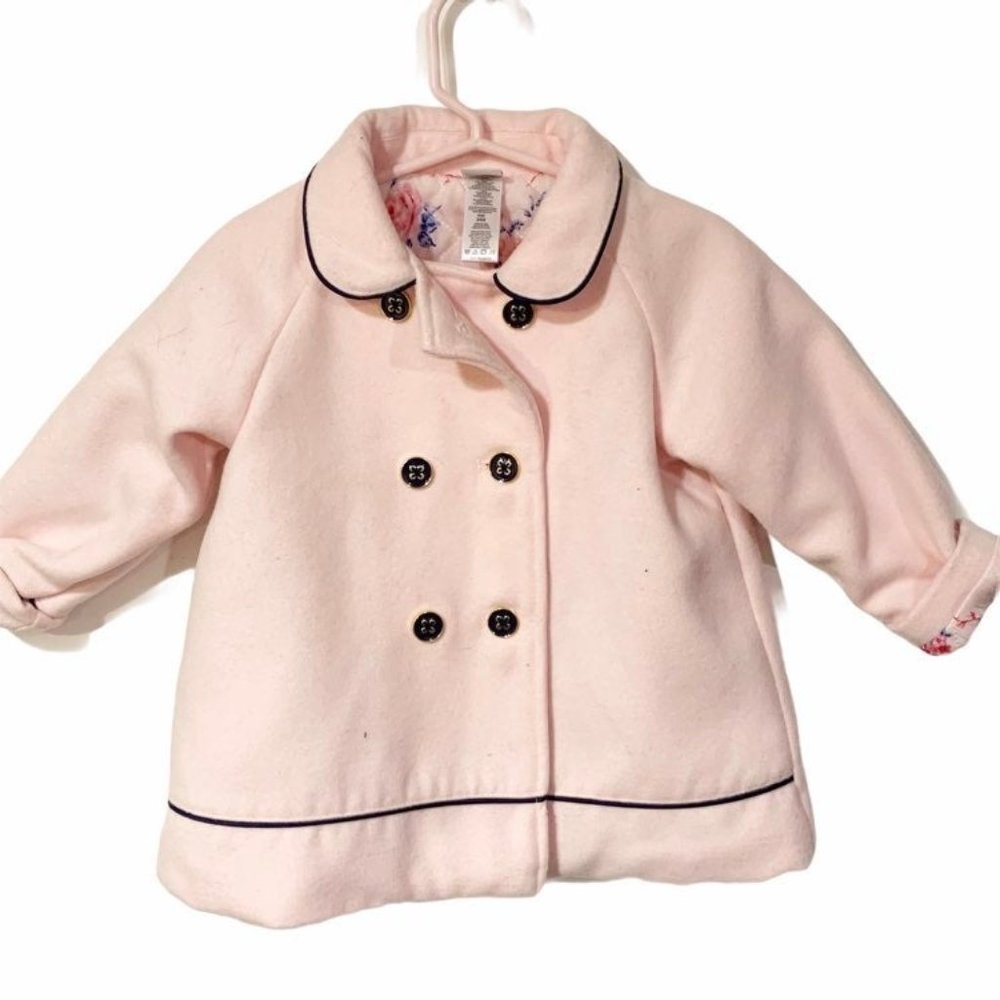 Little Me Toddler Girl 24 Months Pink Pea Coat‎ Bow Back